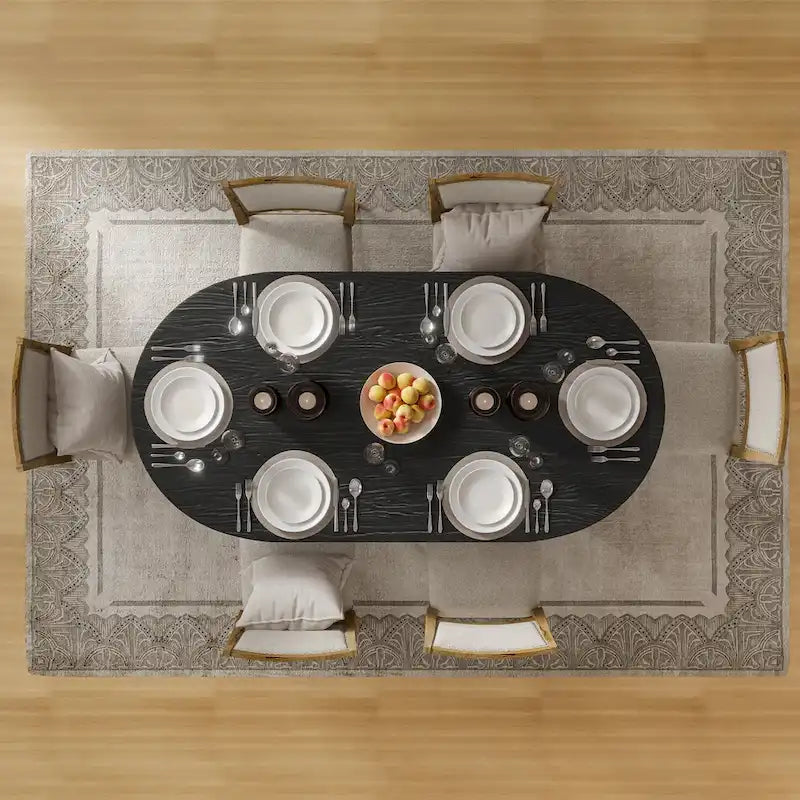 Tavolo da Pranzo Ovale in Legno Massello Stile Nordico - Perfetto per 6 Persone 67 - 67*34*30