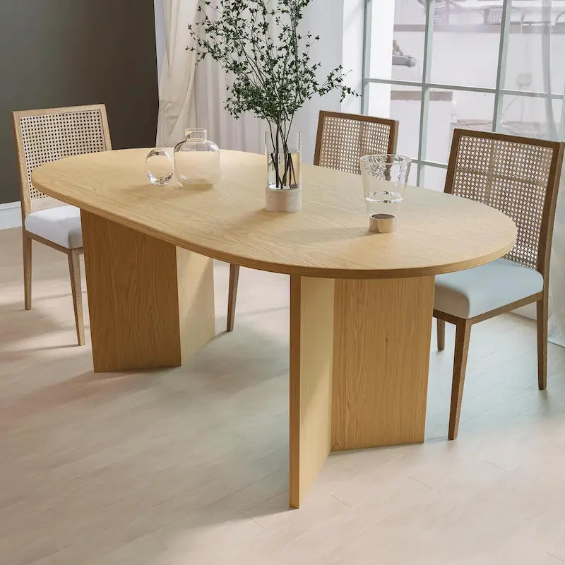 Tavolo da Pranzo Ovale in Legno Massello Stile Nordico - Perfetto per 6 Persone 67 - 67*34*30