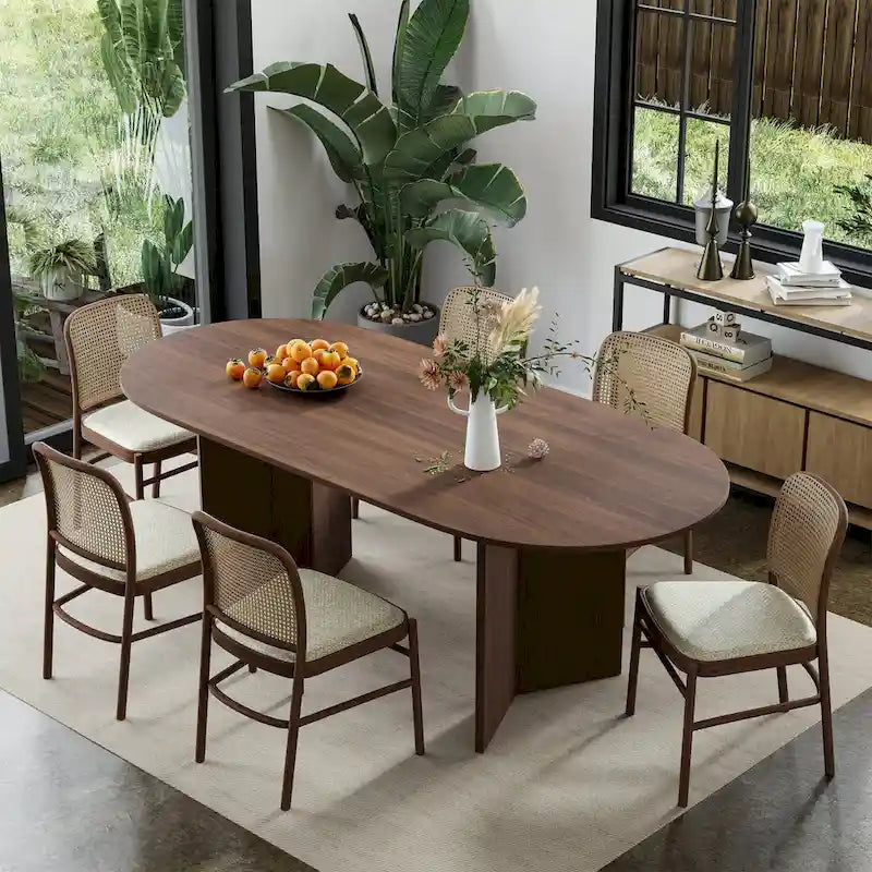 Tavolo da Pranzo Ovale in Legno Massello Stile Nordico - Perfetto per 6 Persone 67 - 67*34*30