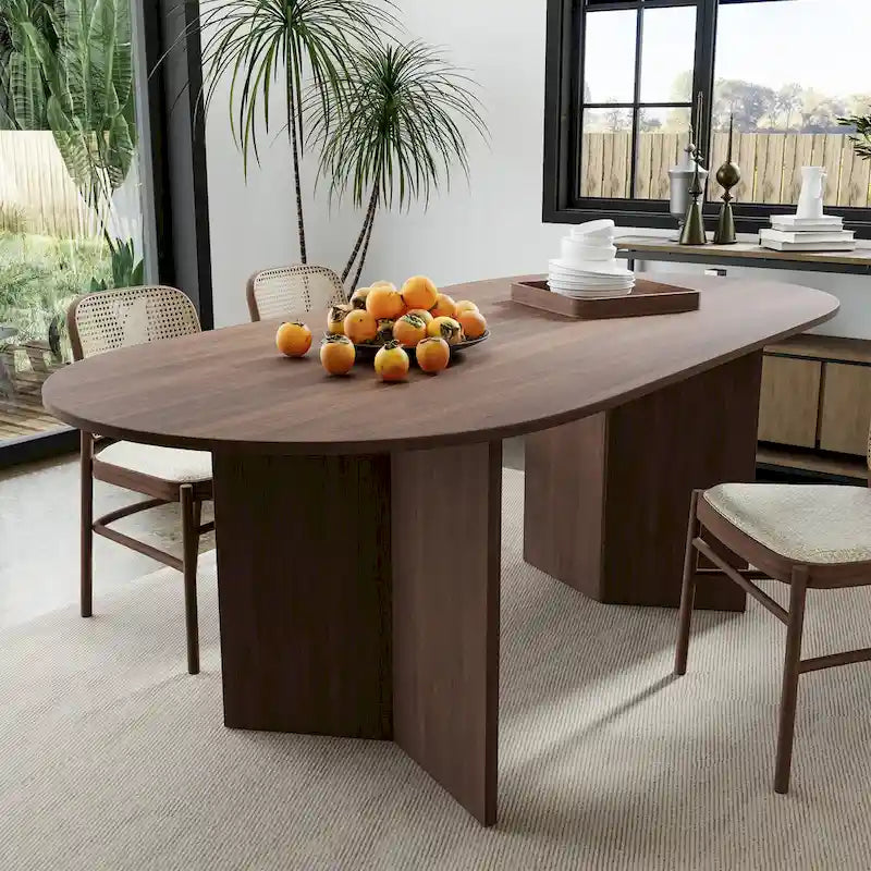 Tavolo da Pranzo Ovale in Legno Massello Stile Nordico - Perfetto per 6 Persone 67 - 67*34*30