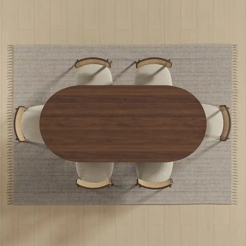 Tavolo da Pranzo Ovale in Legno Massello Stile Nordico - Perfetto per 6 Persone 67 - 67*34*30