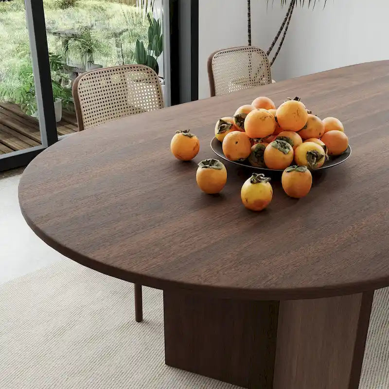 Tavolo da Pranzo Ovale in Legno Massello Stile Nordico - Perfetto per 6 Persone 67 - 67*34*30