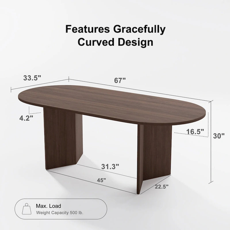 Tavolo da Pranzo Ovale in Legno Massello Stile Nordico - Perfetto per 6 Persone 67 - 67*34*30