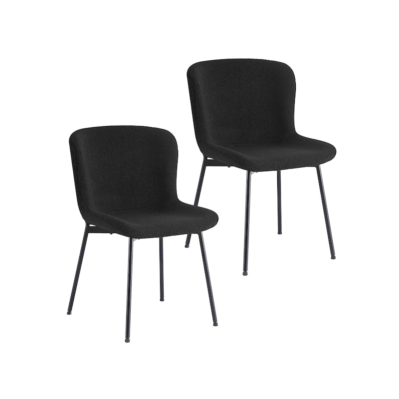 Sedie da pranzo Lance rivestite in tessuto con gambe in acciaio, set da 2