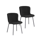 Sedie da pranzo Lance rivestite in tessuto con gambe in acciaio, set da 2