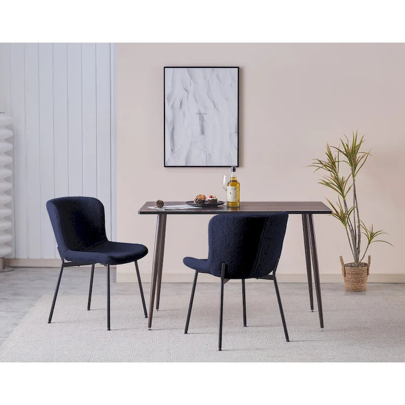 Sedie da pranzo Lance rivestite in tessuto con gambe in acciaio, set da 2