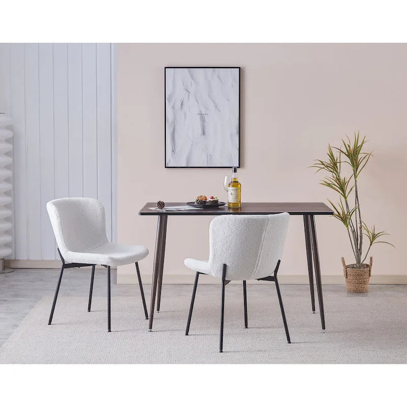 Sedie da pranzo Lance rivestite in tessuto con gambe in acciaio, set da 2