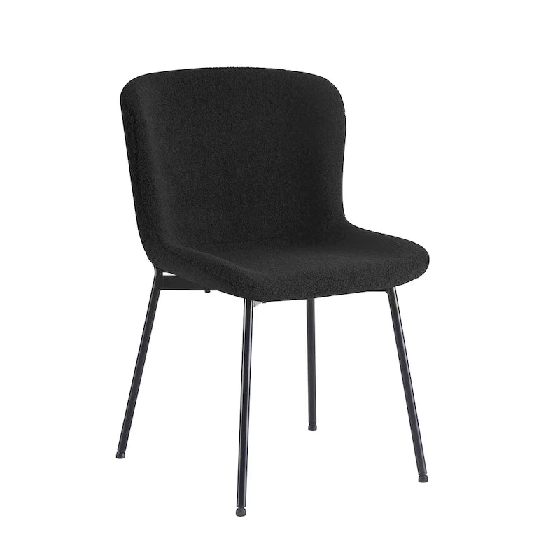 Sedie da pranzo Lance rivestite in tessuto con gambe in acciaio, set da 2