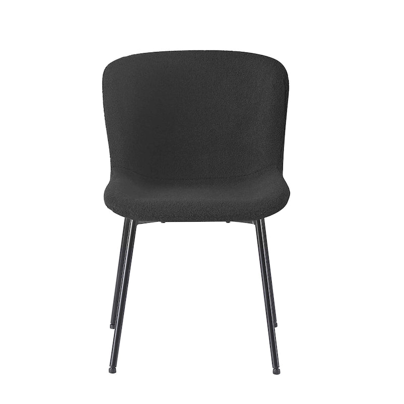 Sedie da pranzo Lance rivestite in tessuto con gambe in acciaio, set da 2