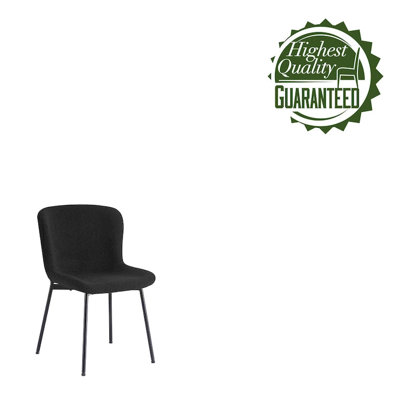 Sedie da pranzo Lance rivestite in tessuto con gambe in acciaio, set da 2