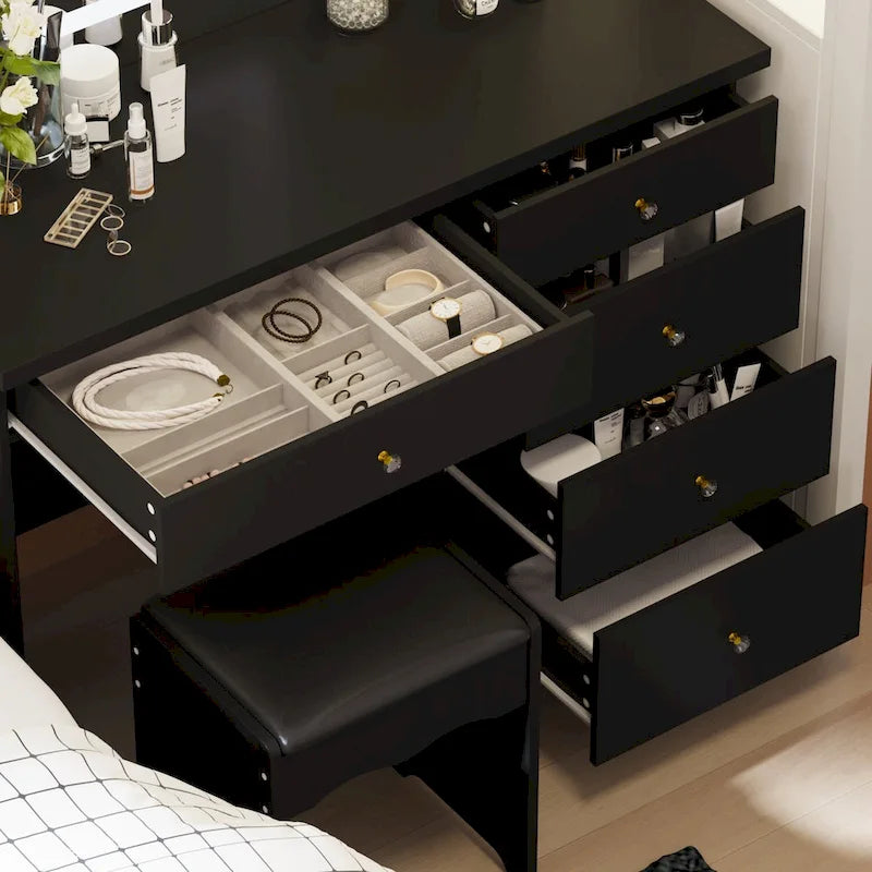 Set Toeletta Trucco con 3 modelli di luce e Sgabello