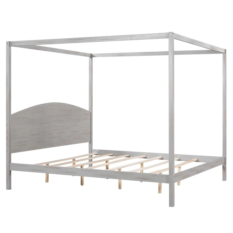 Letto a piattaforma a baldacchino King Size con testiera e gambe di supporto