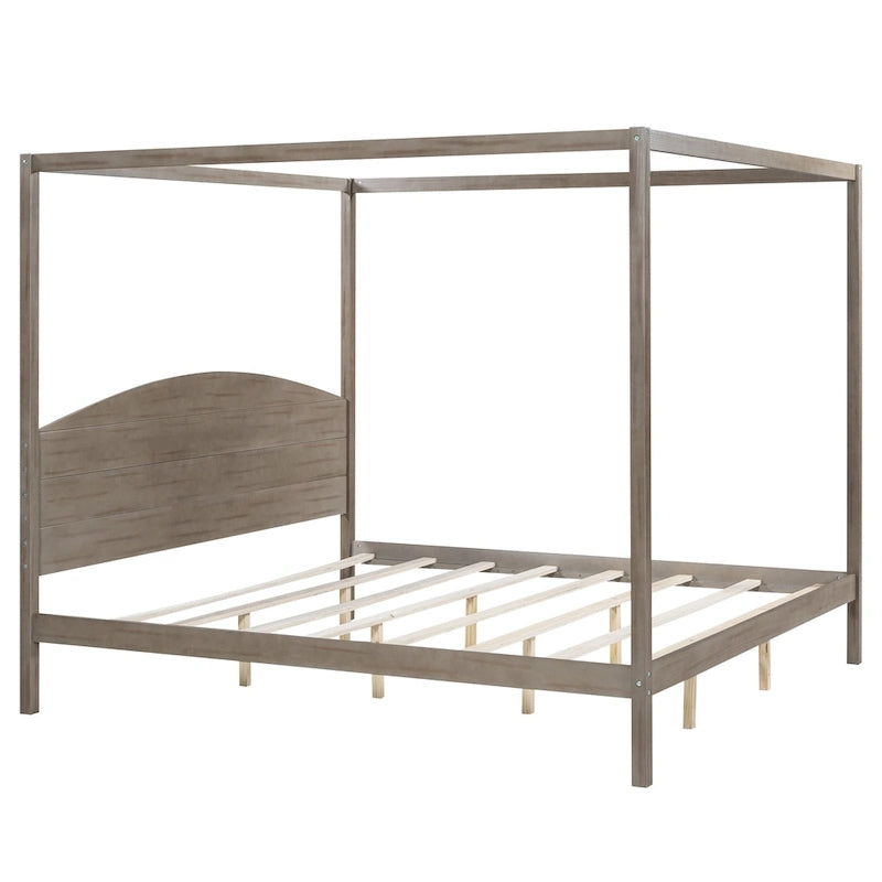 Letto a piattaforma a baldacchino King Size con testiera e gambe di supporto