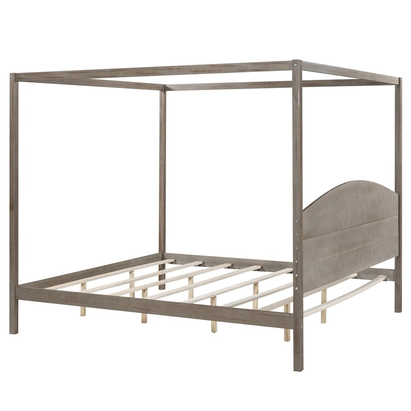 Letto a piattaforma a baldacchino King Size con testiera e gambe di supporto
