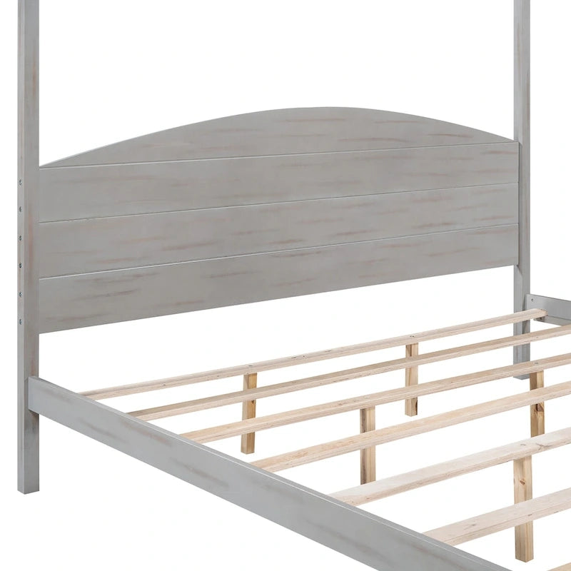 Letto a piattaforma a baldacchino King Size con testiera e gambe di supporto