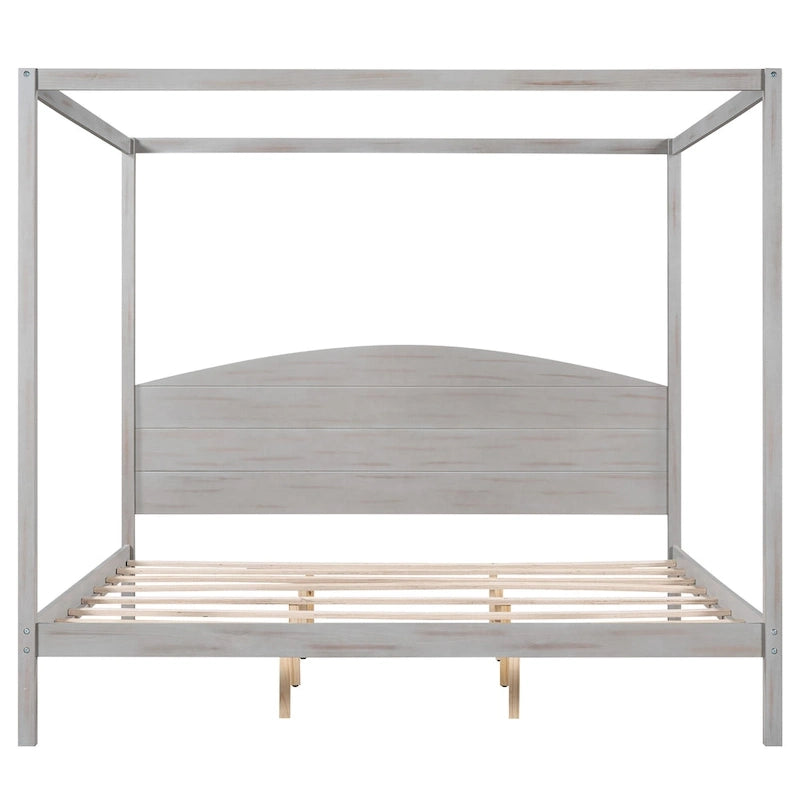 Letto a piattaforma a baldacchino King Size con testiera e gambe di supporto