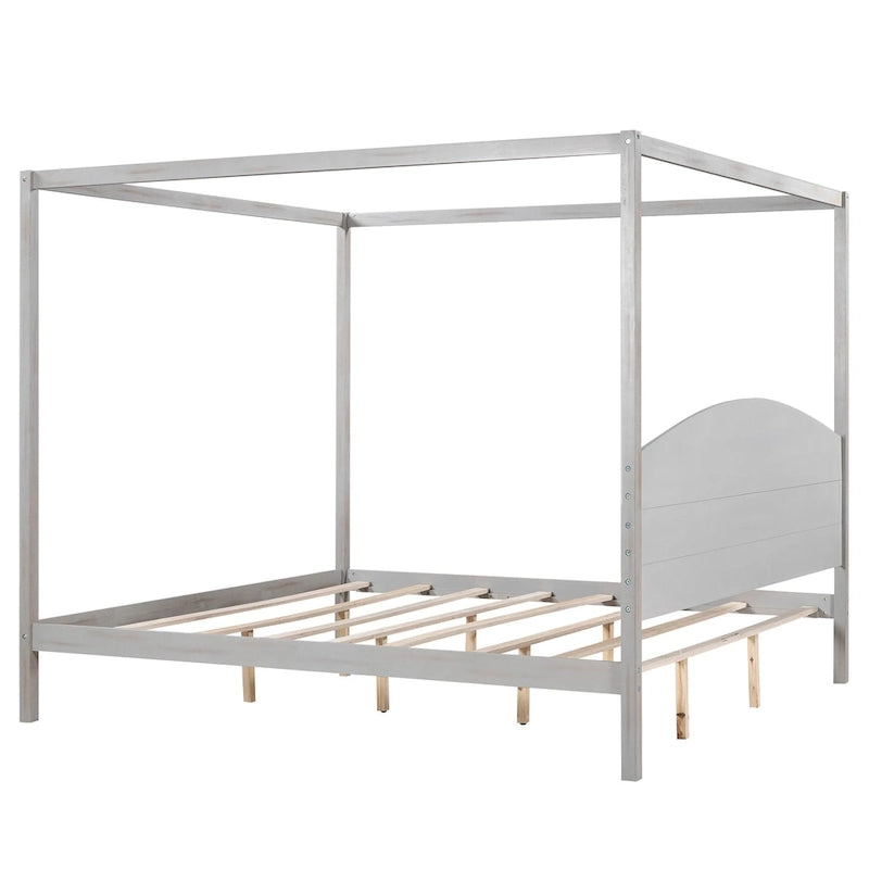Letto a piattaforma a baldacchino King Size con testiera e gambe di supporto