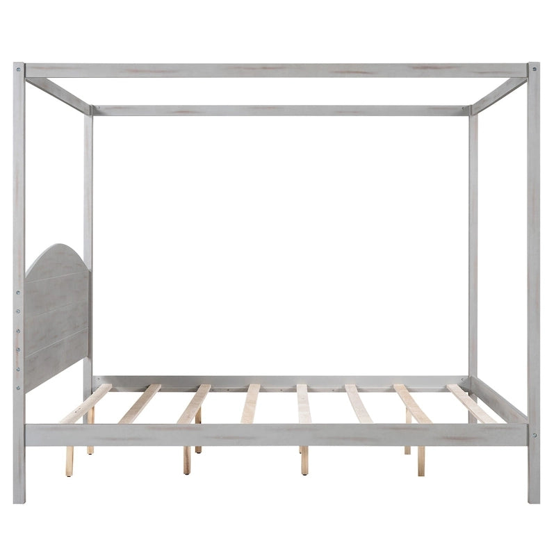 Letto a piattaforma a baldacchino King Size con testiera e gambe di supporto