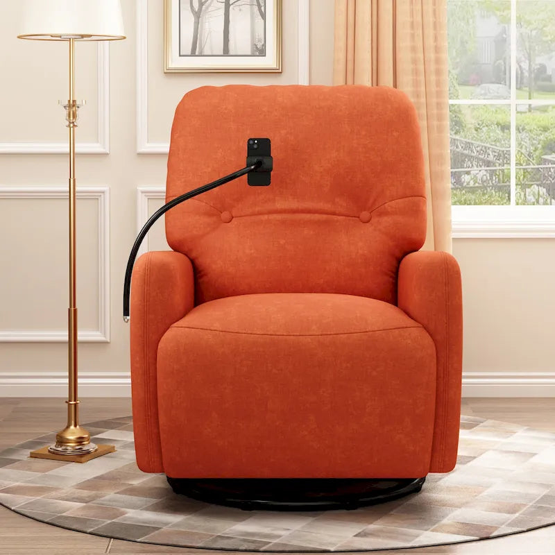 Poltrona reclinabile elettrica girevole a 270 gradi per Home Theater, divano reclinabile singolo, poltrona a dondolo con supporto per telefono per L