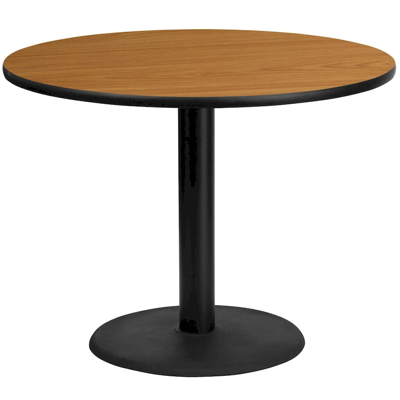 Piano tavolo laminato rotondo da 42 pollici con base rotonda da 24 pollici ad altezza tavolo