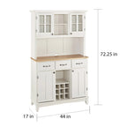 Buffet Off-White con credenza a due ripiani e piano in legno