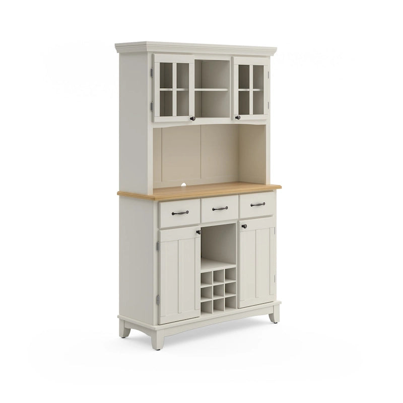Buffet Off-White con credenza a due ripiani e piano in legno