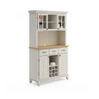 Buffet Off-White con credenza a due ripiani e piano in legno
