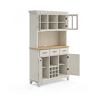 Buffet Off-White con credenza a due ripiani e piano in legno