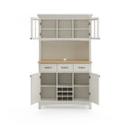 Buffet Off-White con credenza a due ripiani e piano in legno