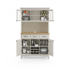 Buffet Off-White con credenza a due ripiani e piano in legno
