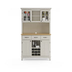 Buffet Off-White con credenza a due ripiani e piano in legno