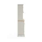 Buffet Off-White con credenza a due ripiani e piano in legno