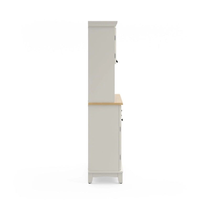 Buffet Off-White con credenza a due ripiani e piano in legno