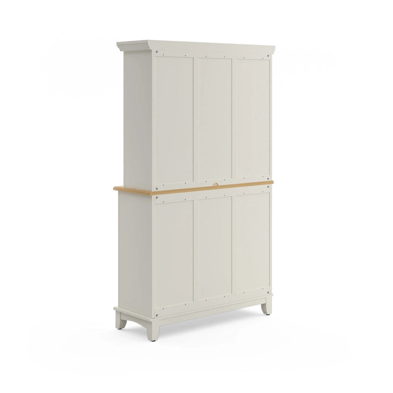 Buffet Off-White con credenza a due ripiani e piano in legno