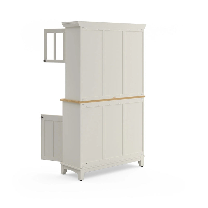 Buffet Off-White con credenza a due ripiani e piano in legno