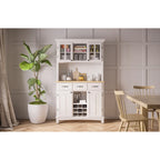 Buffet Off-White con credenza a due ripiani e piano in legno