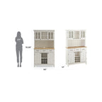 Buffet Off-White con credenza a due ripiani e piano in legno