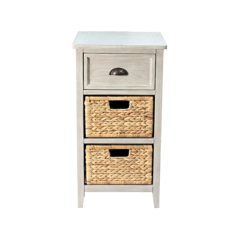 Mobile Contenitore Verdon con Cassetto in Legno Massello e Giacinto d'Acqua Naturale