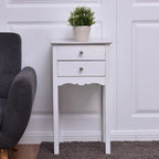 Tavolino d'appoggio con 2 cassetti - Bianco - 16,0 x 13,0 x 30,0 (L x P x A)