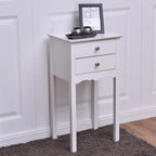 Tavolino d'appoggio con 2 cassetti - Bianco - 16,0 x 13,0 x 30,0 (L x P x A)