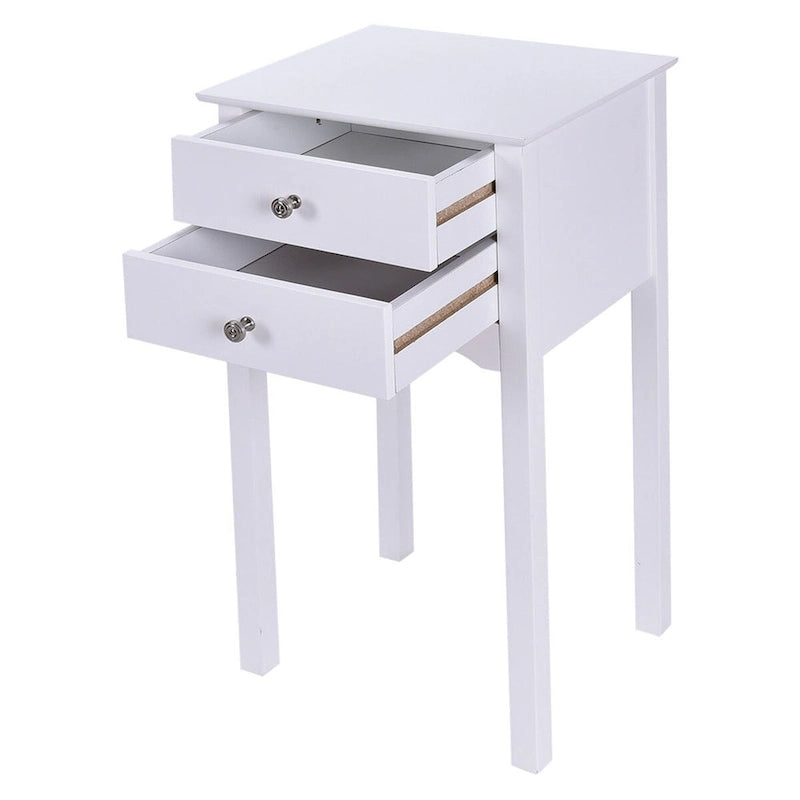 Tavolino d'appoggio con 2 cassetti - Bianco - 16,0 x 13,0 x 30,0 (L x P x A)