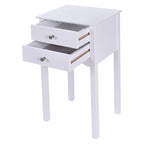 Tavolino d'appoggio con 2 cassetti - Bianco - 16,0 x 13,0 x 30,0 (L x P x A)