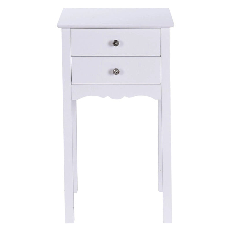 Tavolino d'appoggio con 2 cassetti - Bianco - 16,0 x 13,0 x 30,0 (L x P x A)