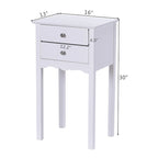 Tavolino d'appoggio con 2 cassetti - Bianco - 16,0 x 13,0 x 30,0 (L x P x A)