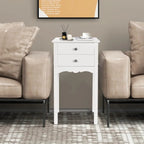 Tavolino d'appoggio con 2 cassetti - Bianco - 16,0 x 13,0 x 30,0 (L x P x A)