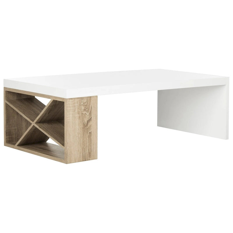 Tavolino da salotto Shelva scandinavo laccato con contenitore laterale - 47,3 x 23,5 x 15 - 47Lx24Px15A