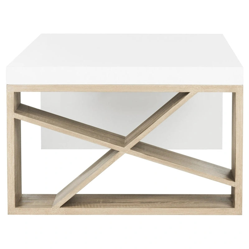 Tavolino da salotto Shelva scandinavo laccato con contenitore laterale - 47,3 x 23,5 x 15 - 47Lx24Px15A