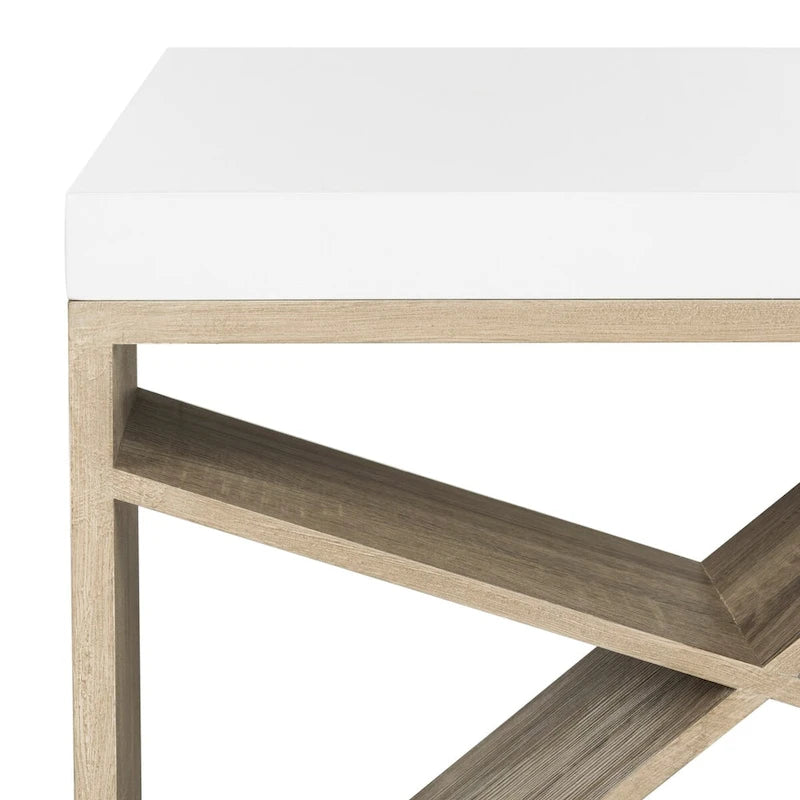Tavolino da salotto Shelva scandinavo laccato con contenitore laterale - 47,3 x 23,5 x 15 - 47Lx24Px15A