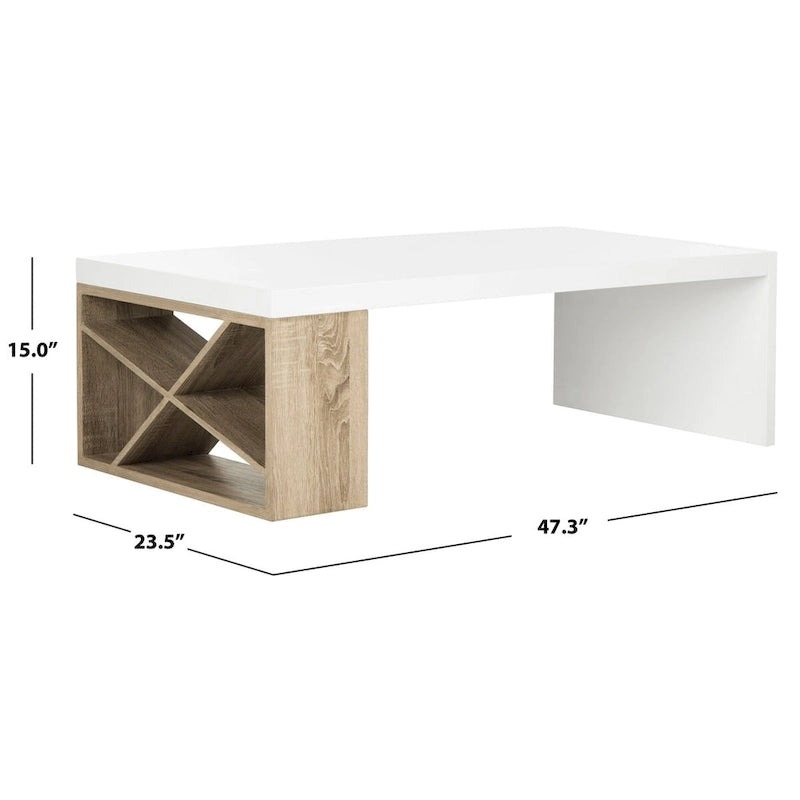 Tavolino da salotto Shelva scandinavo laccato con contenitore laterale - 47,3 x 23,5 x 15 - 47Lx24Px15A