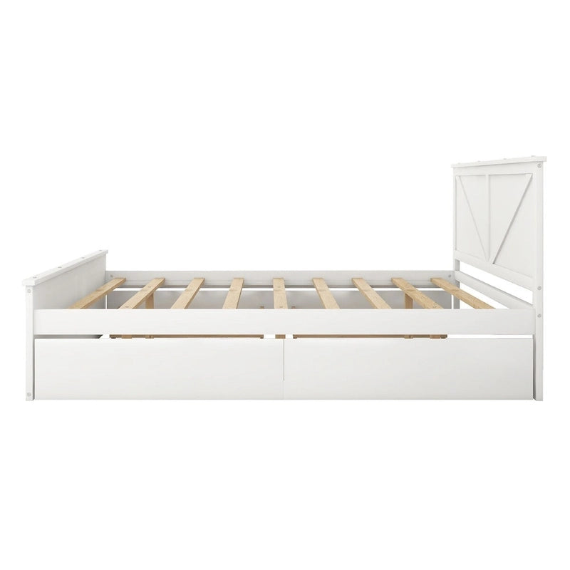 Letto a piattaforma King Size con quattro cassetti portaoggetti e gambe di supporto